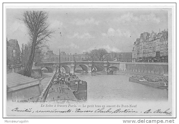 75 )FL) PARIS / La Seine à Travers Paris, Le Petit Bras En Amont Du Pont Neuf, L.J Et Cie édit, - La Seine Et Ses Bords
