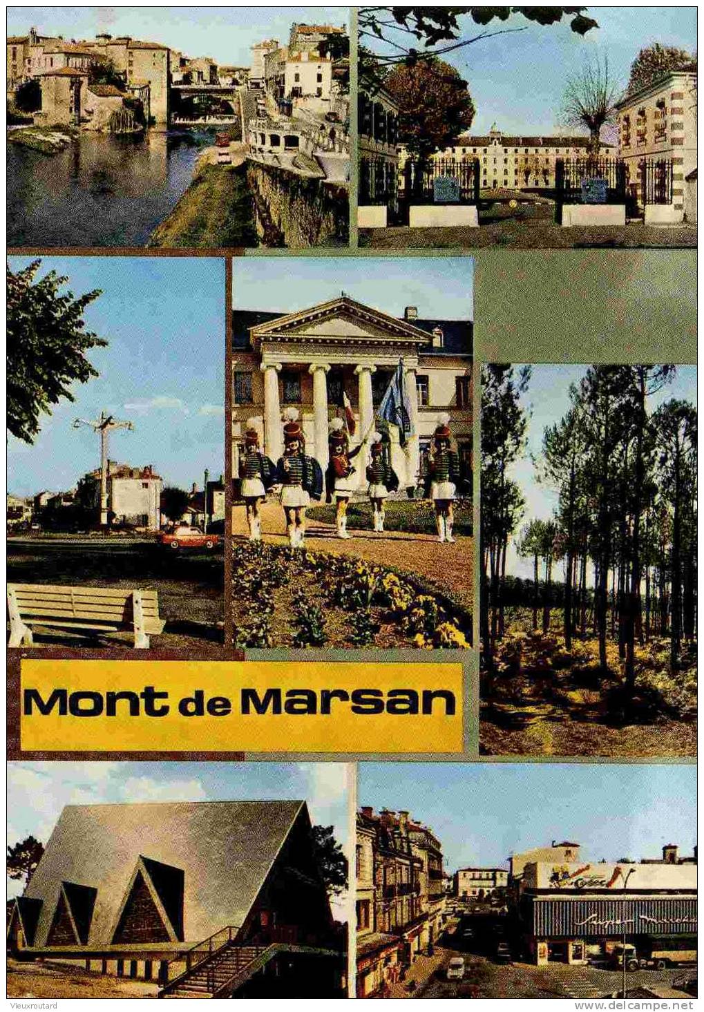 40 - CPSM, MONT DE MARSAN, LE CONFLUENT DE LA DOUZE ET DU MIDOU, LA CASERNE, PLACE J. JAURES, ETC... - Mont De Marsan