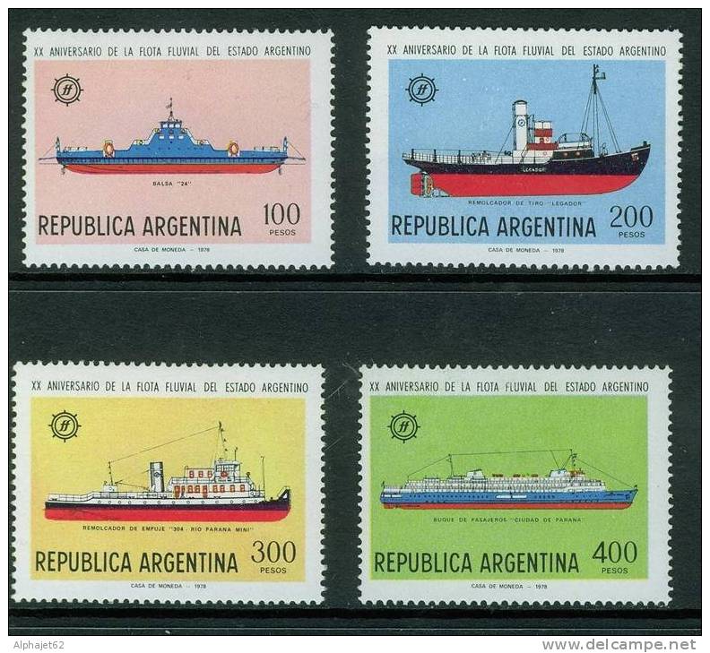 Bateaux, Navires, Marine - Flotte Fluviale - ARGENTINE - 20° Anniversaire - N° 1152 à 1155 ** - 1978 - Nuovi