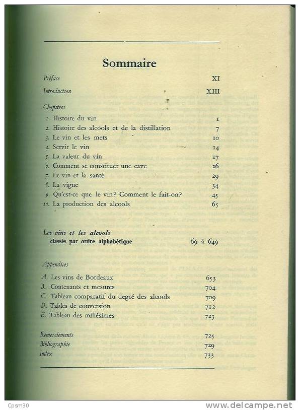 Livre Encyclopédie Des Vins Et Des Alcools Chez Robert Laffont 764 Pages 1972 - Encyclopedieën