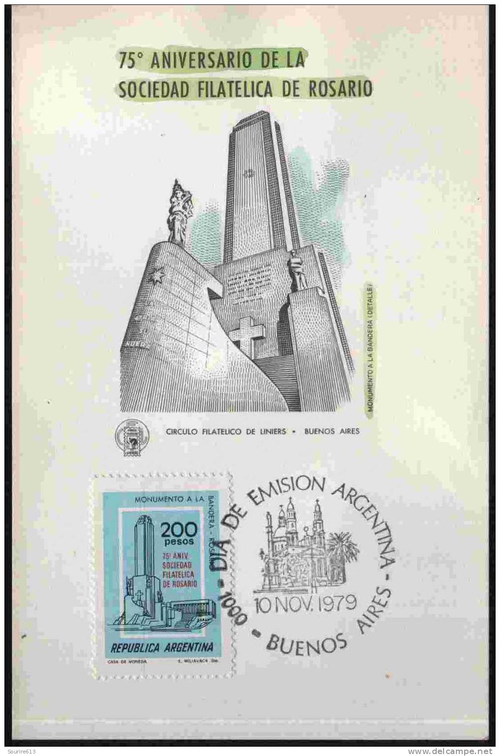 CPJ Argentine 1979 Anniversaire Société Philathélique Rosario Monument - Andere & Zonder Classificatie