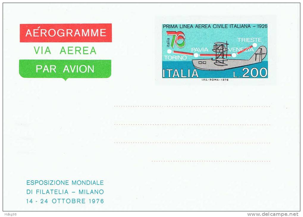 I Italien 1976 Aerogramm A - Airmail