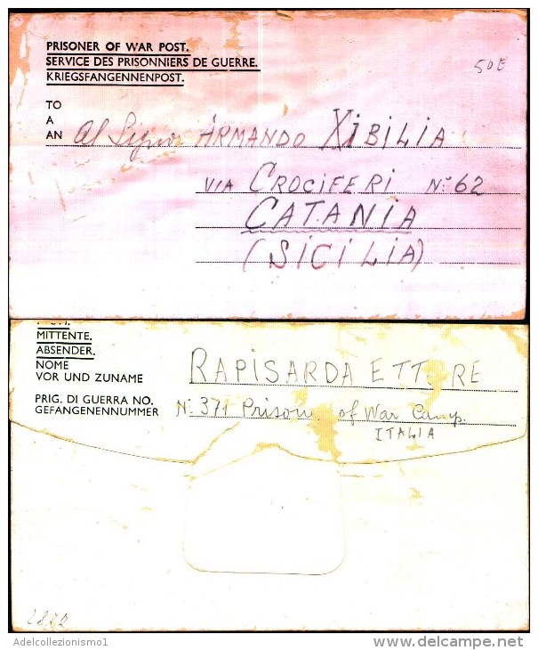 2877)lettera Postale Prigionieri Di Guerra Dal Campo N.371 A Catania Il 30-7-1944 - Marcophilia