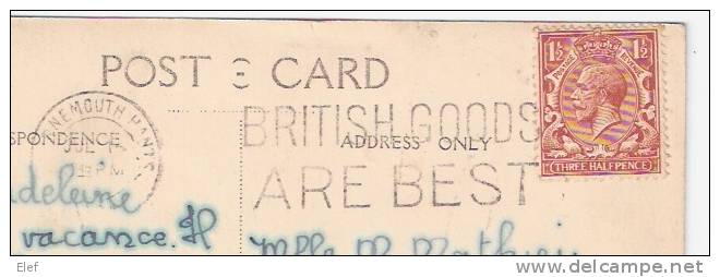 England, Dorset,near BOURNEMOUTH : Branksome Chine ;real Photo From Keene;flamme "British Goods Are Best"; Circa 1920,TB - Bournemouth (from 1972)
