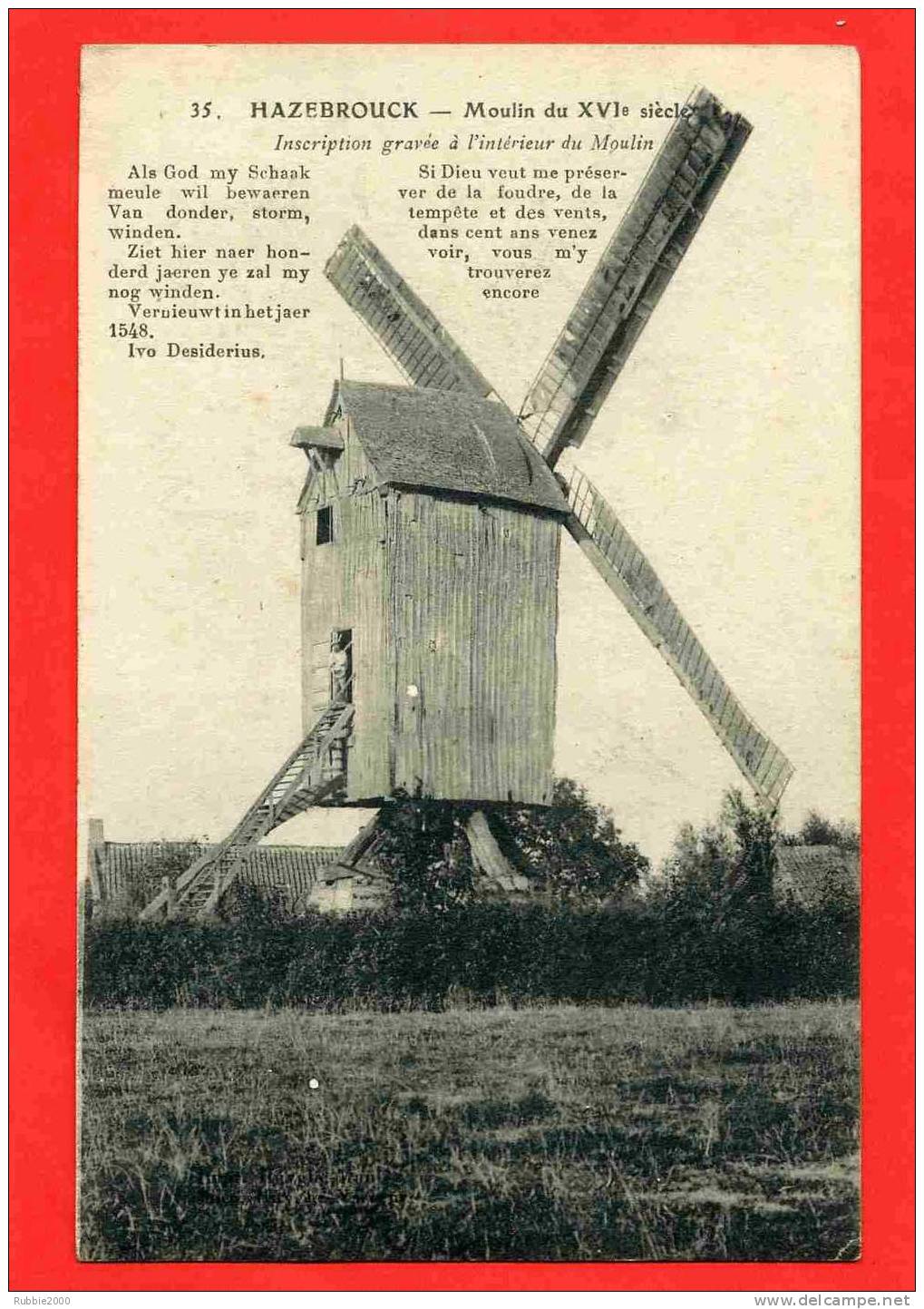 HAZEBROUCK MOULIN A VENT DU XVIe SIECLE  CARTE EN BON ETAT - Hazebrouck