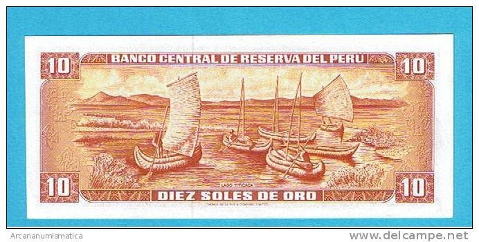 PERU 10 SOLES DE ORO 17-11-1976  KM#112   PLANCHA/UNC/SC     DL-3151 - Pérou