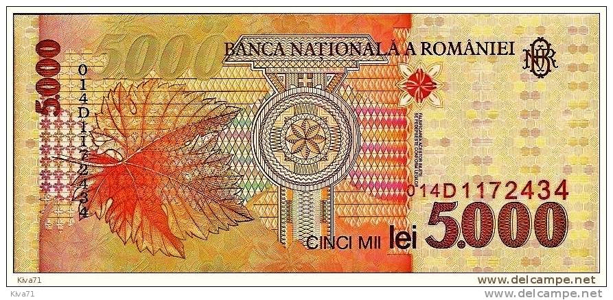 5000 Lei  "ROUMANIE"   1998  UNC     Ro 59 - Roumanie