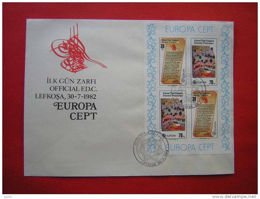 CHYPRE (Administration Turque). EUROPA. ENVELOPPE 1er JOUR. FAITS HISTORIQUES . - 1982