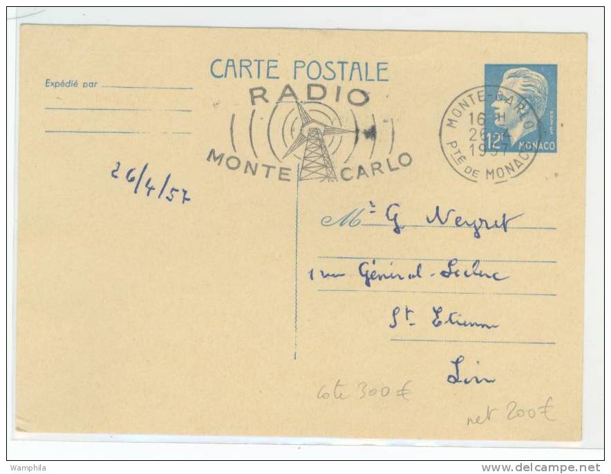 Entier Postal Monaco Storch N° RAI A 12 F BLEU, Cote 300€ - Otros & Sin Clasificación