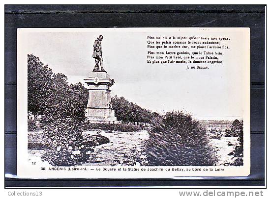 LOIRE ATLANTIQUE - Ancenis - Le Square Et La Statue Joachim Du Bellay, Au Bord De La Loire - Ancenis