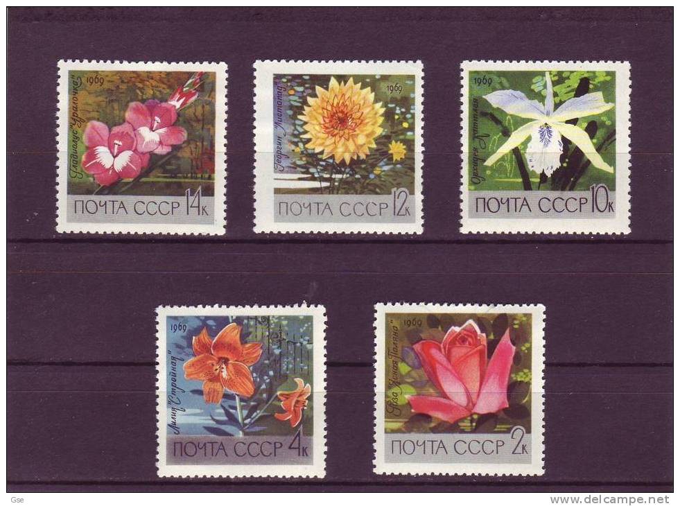 RUSSIA  1969 - Yvert 3487/91** - Fiori - Storia Postale