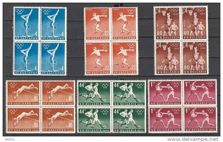 BULGARIA \ BULGARIE - 1956 - Jeux Olimpiques D'Ete - Melbourne - 6v - Bl.de 4** - Neufs