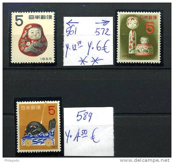 JAPON  Enfance 561 572 589 ++  Postfrich Mint NH   Yvert 23 Euros  Poupées  Wale Baleine - Ungebraucht