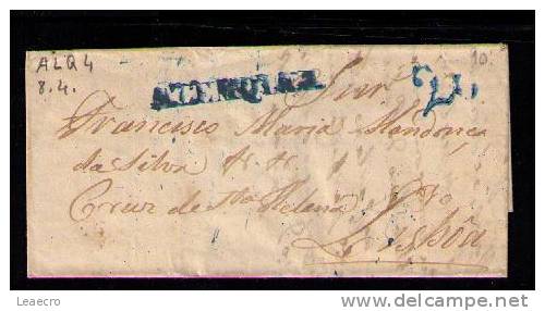 Portugal Préphilatélie ALENQUE Blue Cancellation On Cover Dated ALENQUER Port 20r. Blue Cancelled Gc467 - ...-1853 Voorfilatelie