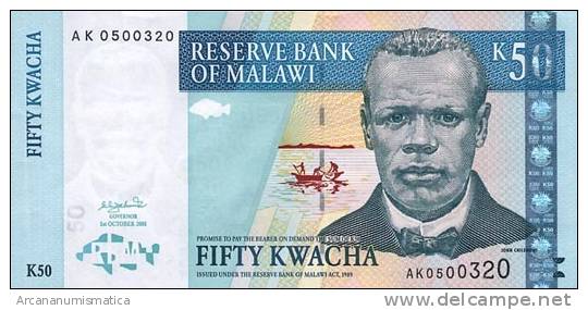 MALAWI  50 KWACHA 31-10-2005 KM#45  EBC/XF   DL-3307 - Malawi