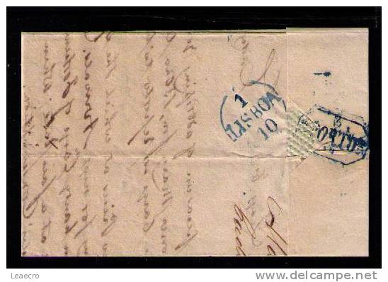 Portugal Spain Préphilatélie Paquebot LISBOA PAQUETE BRITANICO Blue Cover Dated CADIZ 28.09.1843 To PORTO By LISBOA G480 - ...-1853 Préphilatélie