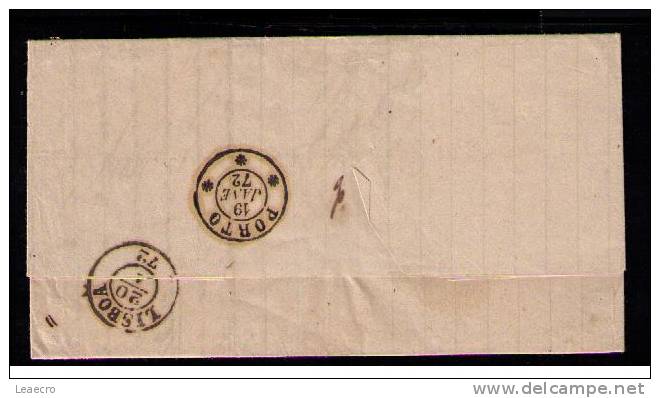 Portugal 1870/76 D.LUIS I Rigth Strip Circulated Cover VIANA DO CASTELO 18.01.1872 To LISBOA Stamp 25r.  Gc460 - Lettres & Documents