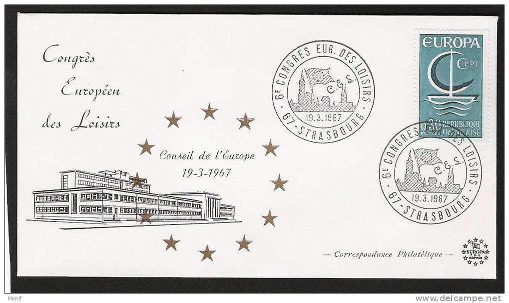 France - YT Europa 1490 Sur Env. "Congrès Européen Des Loisirs" Du 19.03.1967 - 1966