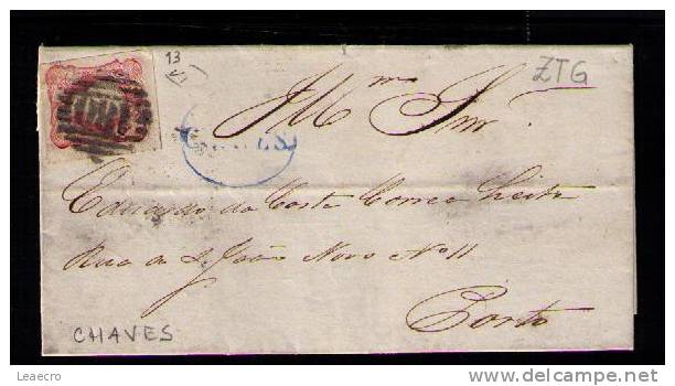 Gc478 PORTUGAL 1862/64-D.PEDRO V, Curved Hairs, 25r. On Mailed Cover CHAVES (11.05.1862) To PORTO - Autres & Non Classés