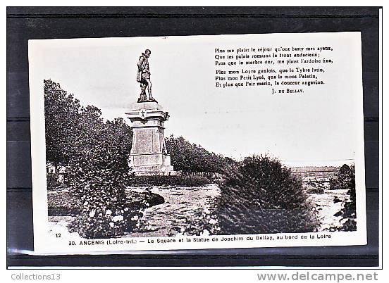 LOIRE ATLANTIQUE - Ancenis - Le Square Et La Statue De Joachim De Bellay, Au Bord De La Loire - Ancenis