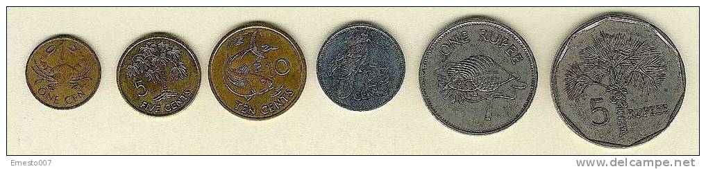 Seychelles: 6 Monedas, 6 Valores - Usadas III - Seychelles