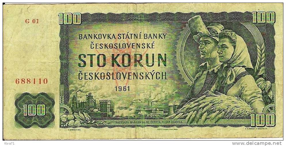 100 Korun   "Tchécoslovaquie"     1961      Ro 70 - Tchécoslovaquie