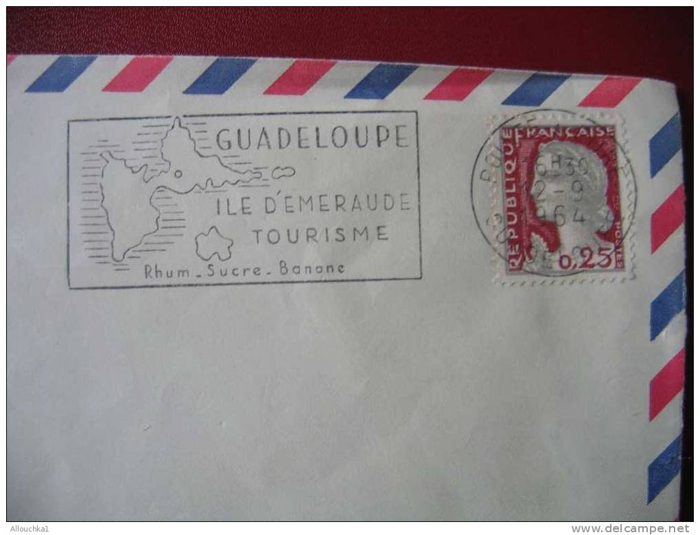 MARCOPHILIE LETTRE DE GUADELOUPE ILE D´EMERAUDE ET TOURISME P/ CIE MARITIME PAQUET MARSEILLE 1964 - Briefe U. Dokumente