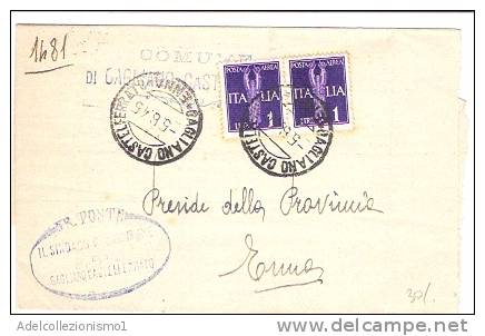 2975)lettera Con 2x1£ Aerea Da Gagliano Castel Ferrato A Città Il 5-6-1945 - Marcophilie