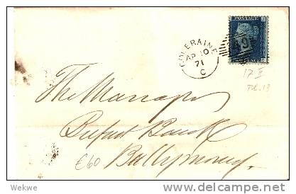 IRL067 / Coleraine 1871 Bankbrief Victoria 2 D, Plate 13 - Brieven En Documenten