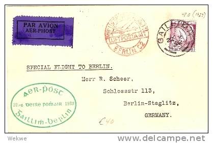 IRL073 / Sonderflug 1932 Nach Berlin Mit Lichtschwert 48 A(1923) - Storia Postale