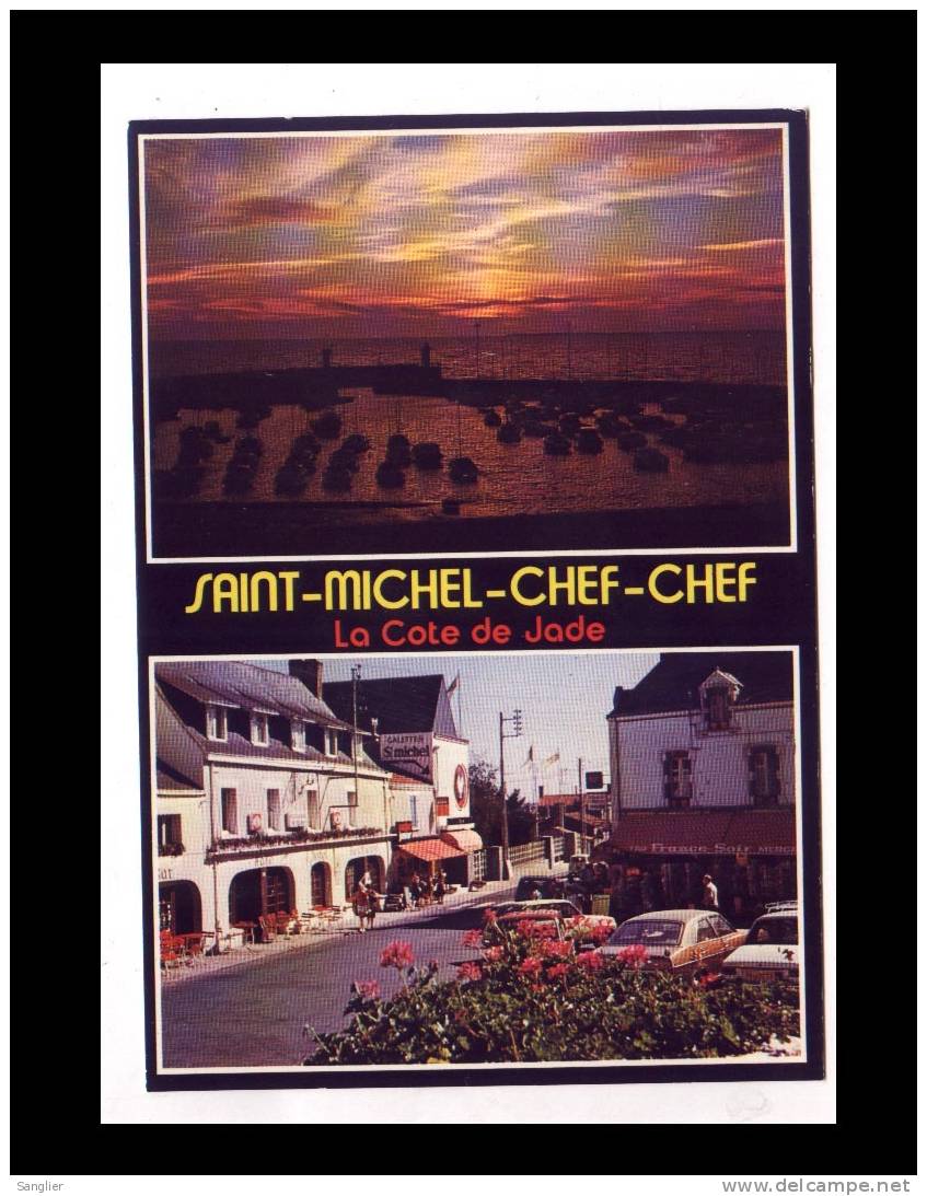 SAINT MICHEL CHEF CHEF N° 7777 - COUCHER DE SOLEIL SUR LE PORT ET LA PLACE - Saint-Michel-Chef-Chef