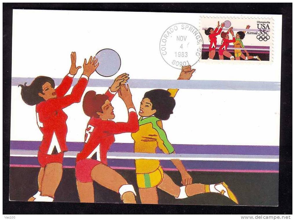 UNITED STATES 1983 Very Rare Maximum Card With Voleyball OLYMPIC GAME 1984. - Verano 1984: Los Angeles