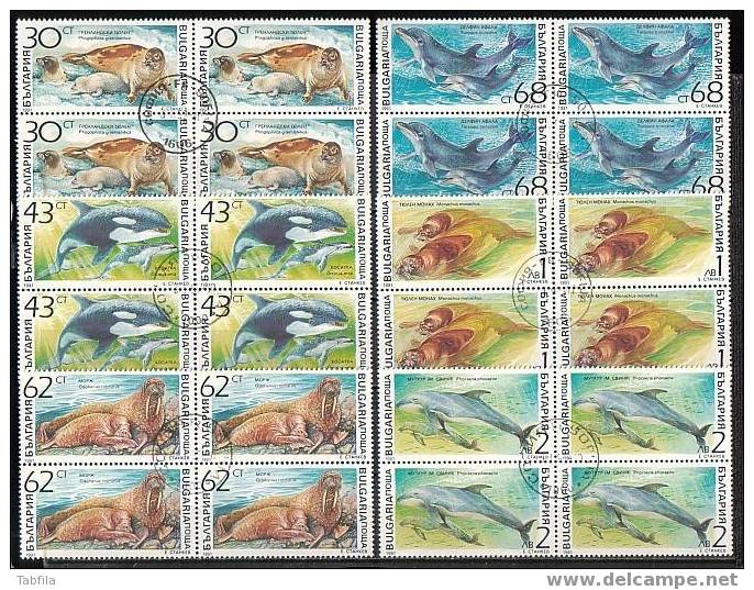 BULGARIE - 1991 - Mammiferes Marins - Bl.de 4 Obl. - Used Stamps