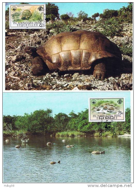 SY Äußere Seychellen 1985 Mi 104-07 FDC Karten Tierschutz - Seychelles (1976-...)