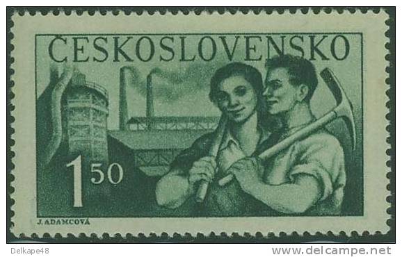 Tschechoslowakei Czechoslovakia 1950 Mi 614 Yv 532 Sc 410 * MH - Factory Workers / Les Ouvriers - 5 Years Republic - Otros & Sin Clasificación