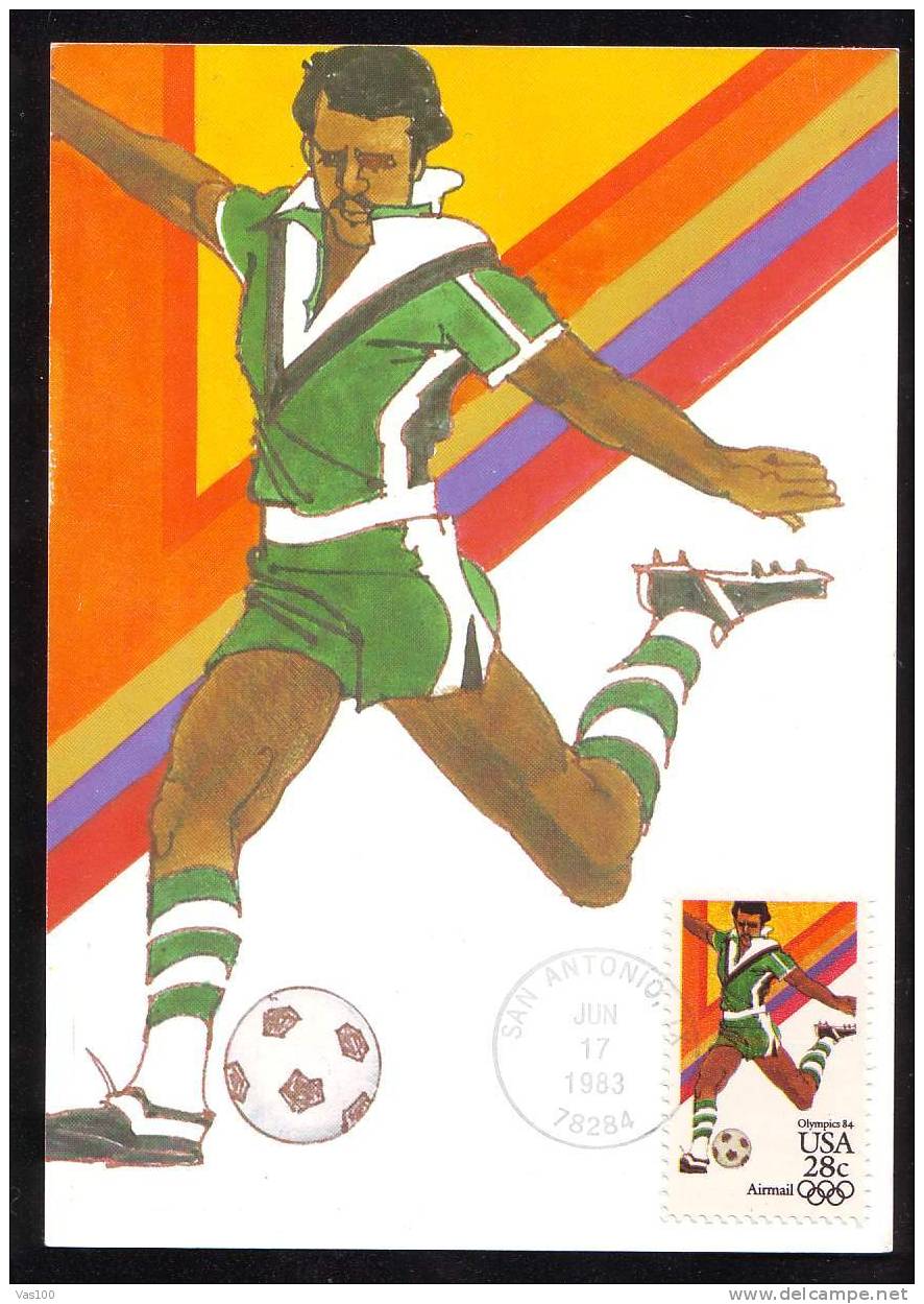 UNITED STATES 1983 Very Rare Maximum Card With Soccer Football OLYMPIC GAMES 1984. - Estate 1984: Los Angeles