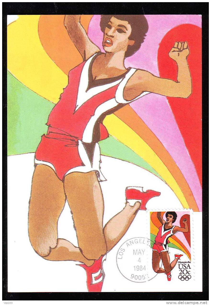 UNITED STATES 1983 Very Rare Maximum Card With Athletisme OLYMPIC GAMES 1984. - Ete 1984: Los Angeles