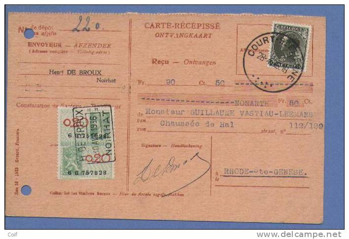 401 Op Ontvangkaart Met Cirkelstempel COURT-ST-ETIENNE - 1934-1935 Leopold III