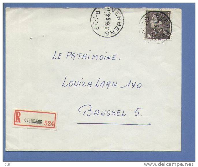 848A Op Aangetekende Brief Met Cirkelstempel EVERBERG - 1936-51 Poortman