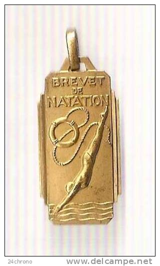 Médaille De La Fédération Française Des Maitres Nageurs Sauveteurs, Brevet De Natation (08-409) - Schwimmen