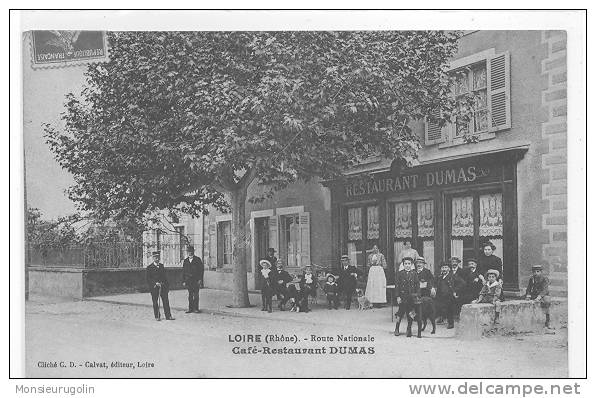 69 ) LOIRE Sur RHONE, Route Nationale, Café Restaurant DUMAS, ANIMEE, Cliché C.D. Calvat édit, - Loire Sur Rhone