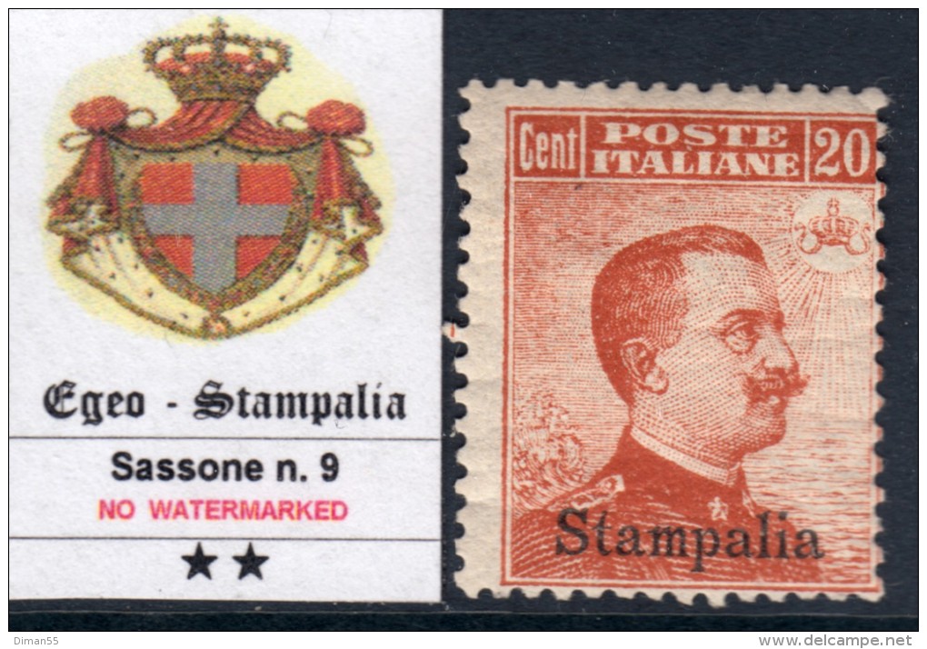 EGEO - STAMPALIA - N.9 - Cat. 450 Euro - Gomma Integra - MNH** - Egeo (Stampalia)