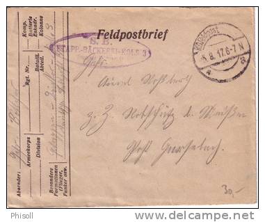 Lot 478: Lettre Avec Correspondance De GM 14-18, Avec Cachet Oval "Etapp.Bäckerei-KolS 3", Boulangerie De Campagne - Food