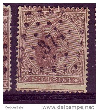 N° 19 LP 374 VERVIERS Nipa +***TB*** - 1865-1866 Profil Gauche