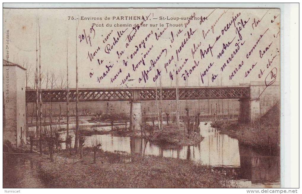 SUPERBE CPA..DE..SAINT LOUP SUR THOUET..BELLE VUE DU PONT DU CHEMIN DE FER SUR LE THOUET.. - Saint Loup Lamaire