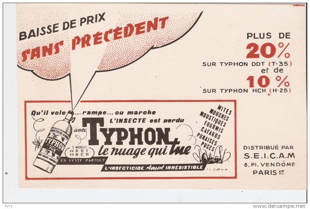 #Bv039 Buvard -  Insecticide TYPHON - Le Nuage Qui Tue - Wassen En Poetsen
