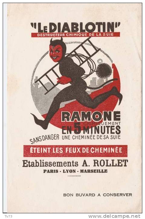 #Bv042 Buvard - Le DIABLOTIN Ramone En 5 Mn - A. Rollet - Paris Lyon Marseille - Produits Ménagers