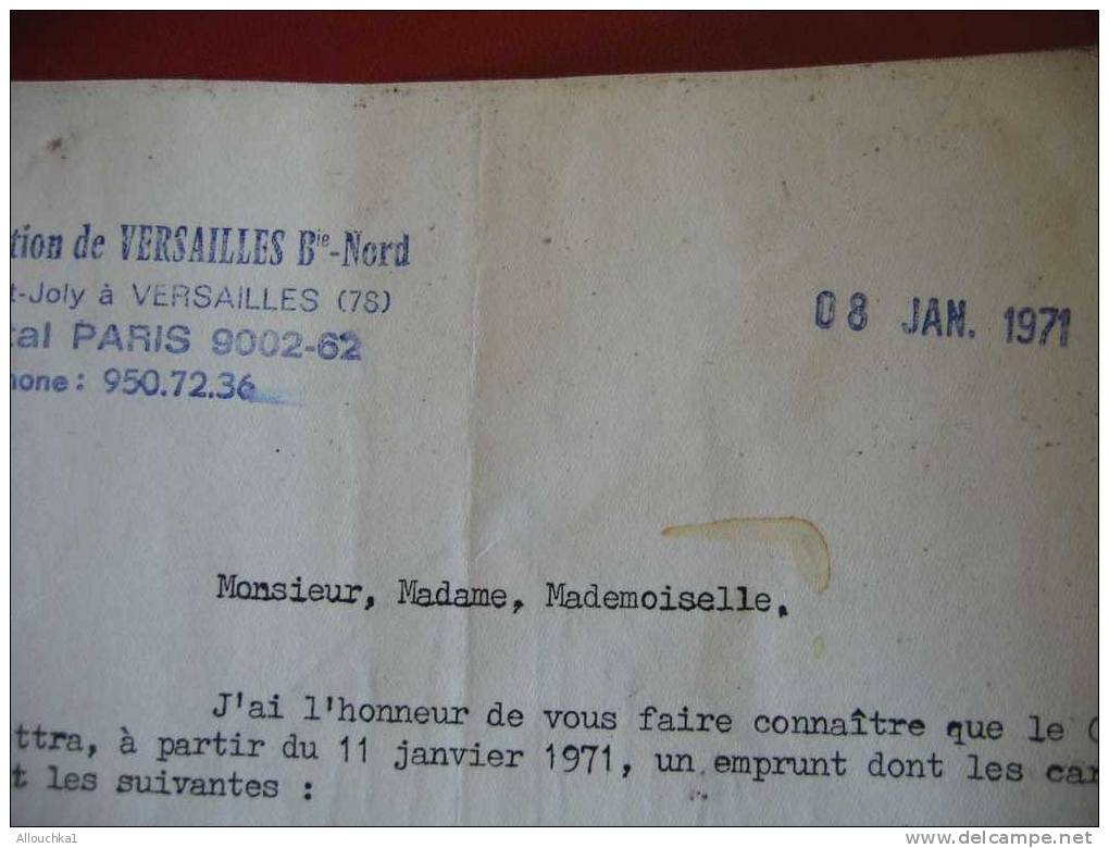 SCRIPOPHILIE COLLECTIONNEURS D'ACTIONS /TITRES De BOURSE PERIMES & DOCS FINANCIERS CREDIT FONCIER DE FRANCE 1971 VERSAIL - Bank En Verzekering