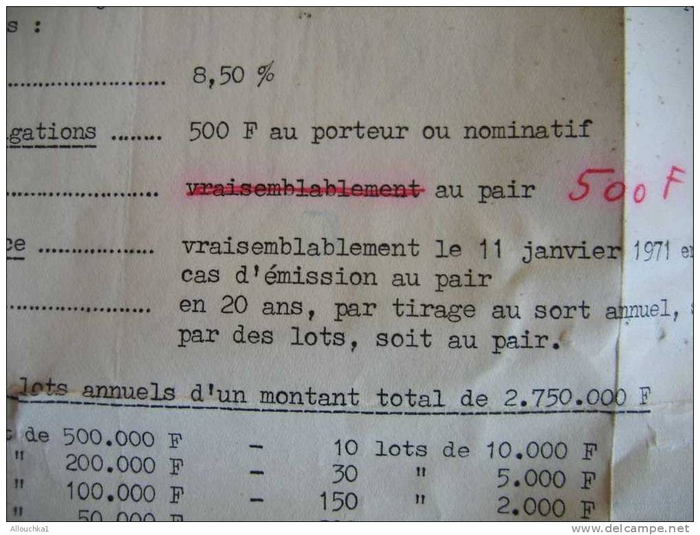 SCRIPOPHILIE COLLECTIONNEURS D'ACTIONS /TITRES De BOURSE PERIMES & DOCS FINANCIERS CREDIT FONCIER DE FRANCE 1971 VERSAIL - Bank En Verzekering