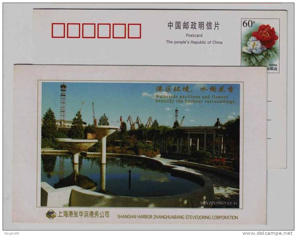 Port Crane,CN 99 Shanghai Harbor Zhanghuabang Stevedoring Company Advertising Pre-stamped Card - Autres (Mer)